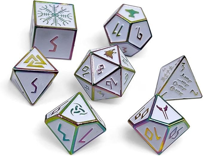 Norse Foundry Set of 7 Ice Storm Norse Series Full Metal Polyhedral Dice RPG Math Games DND Pathfinder