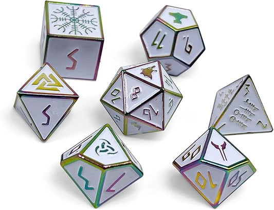 Norse Foundry Set of 7 Ice Storm Norse Series Full Metal Polyhedral Dice RPG Math Games DND Pathfinder