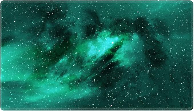 Card Playmat 24" x 14" Game Mat for MTG/TCG Cards, Trading Card Game Stitched Play Mats Original Duel Mat Gaming Competition Pad Board Games Card Binder, Galaxy Green Mana