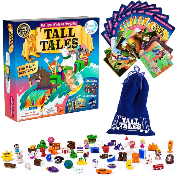 SCS Direct, Tall Tales Story Telling Board Game - The Educational Family Game of Infinite Storytelling -Award-Winning Educational Game, 5 Ways to Play - Promotes Creativity & Language Skill, Gift