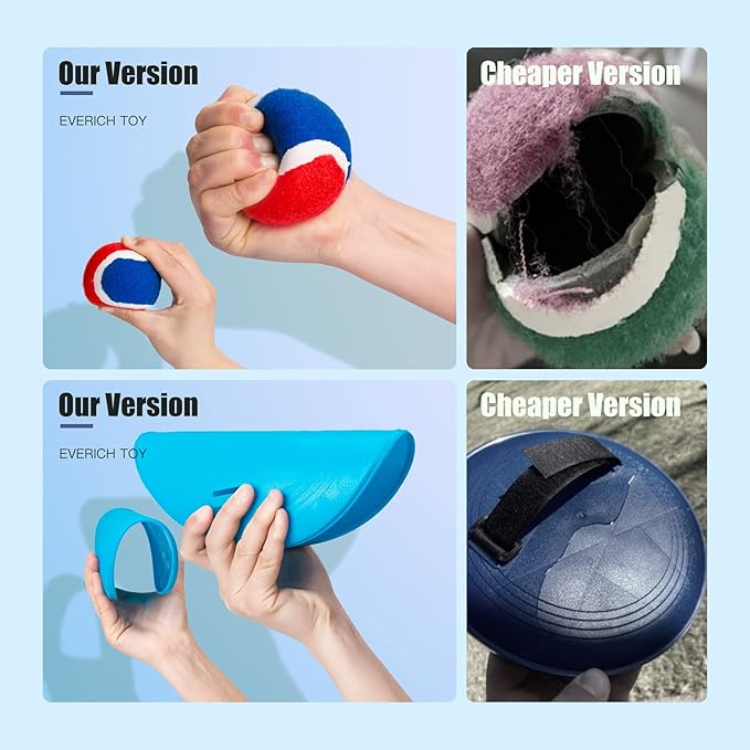 EVERICH Upgraded Toss and Catch Ball Game Set - Indoor and Outdoor Games for Kids 3-12, Beach Sand Pool Water Toy Includes 2 Paddles 2 Sticky Balls, Great Birthday Easter Gifts for Boys Girls