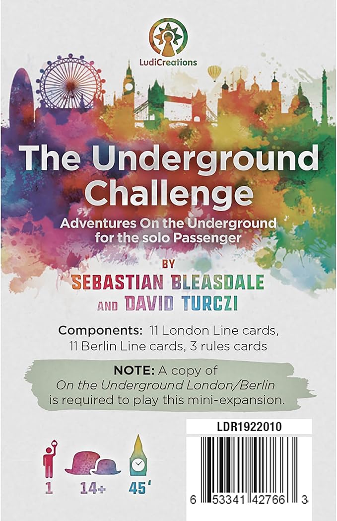 The Underground Challenge: London/Berlin - Solo Mini-Expansion for On The Underground, Train Board Game, Ages 14+, 1 Player, 60 Min