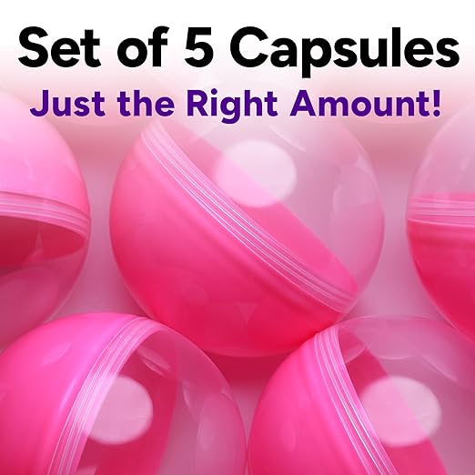Big Claw Machine Capsules Translucent Pink Plastic Sphere Large Party Favor Containers Round 5 pcs 6.3 inch Jumbo Plastic Christmas Ornaments Extra Large Gift Box Craft Party Supplies Vending Capsules
