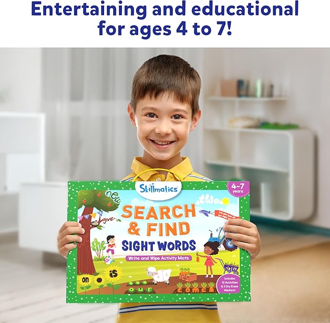 Skillmatics Search and Find Sight Words Educational Game - Reusable Preschool Learning Activities, Perfect for Toddlers & Kids Who Love Toys, Builds Vocabulary, Gifts for Ages 4, 5, 6, 7