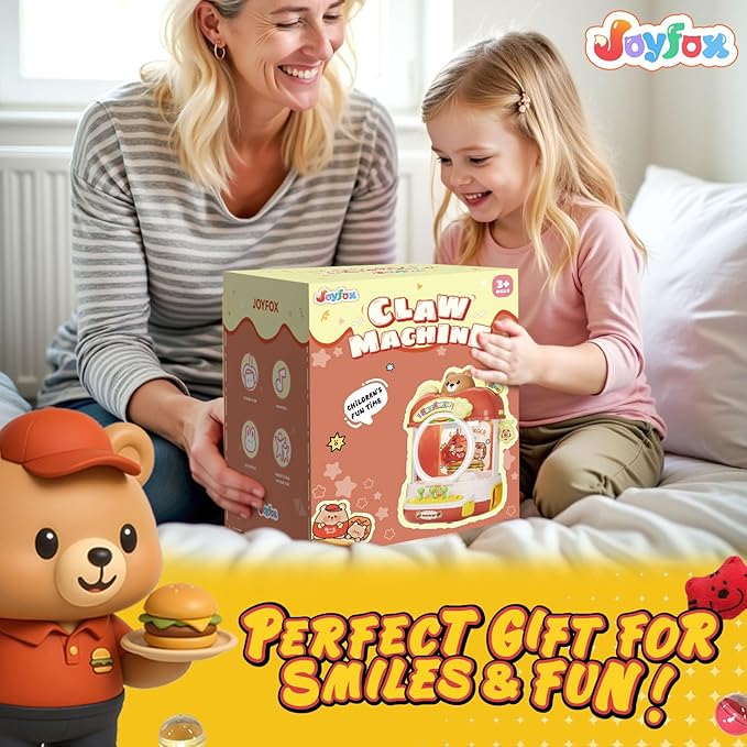 Claw Machine for Kids, Cute Vending Machine for Age 5+, Bear Fun Toy with Prizes Plush and Capsule Inside for Girls, Birthday Party Gifts Provides Hours of Fun for Kids