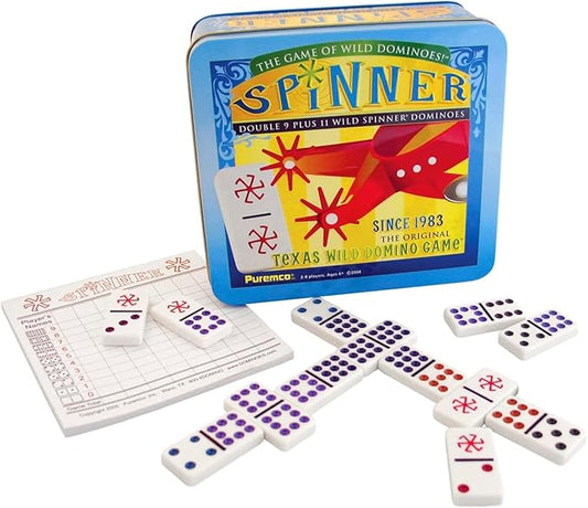 University Games, Spinner Game of Wild Dominoes in On-the-go Travel Tin , for 2 to 8 Players Ages 6 and Up