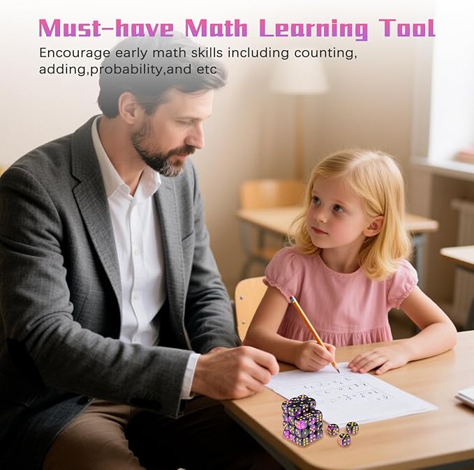 36 Pieces 12mm 6 Sided Mini Dice Set,Two Colours D6 Game Dice Set,6 Sided Standard Game Dice for Board Games Dice Games Classroom Teaching Dices Game,with Portable Gaming Box(Purple & Black)