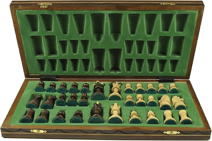 Brown Senator Wooden Chess Set - Weighted Chessmen 16 x 16