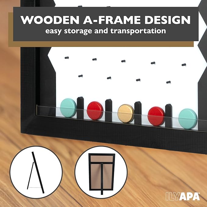 Ilyapa Large Prize Drop Board Game - 18x28 Inch Portable Penny Drop Game for Events and Trade Show - Wooden A-Frame Whiteboard Sign, Eraser