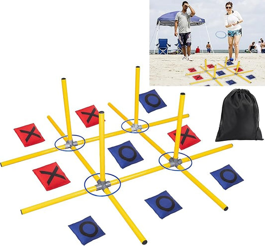 Giant Tic Tac Toe Game,4ft x 4ft Bean Bag & Ring Toss Across Game|Backyard Outdoor Indoor Games Lawn Games for Adults Kids and Family Party Game Christmas Birthday Gifts with Storage Bag