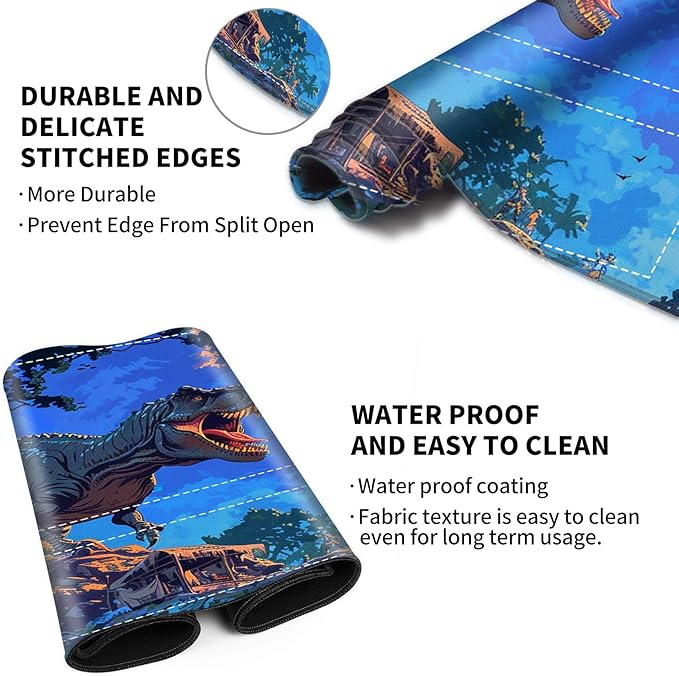 Playmat with Zones for MTG Card Game Playing, Game Mats Tabletop Magic Play Mats 24"x14" Commander Deck Gaming Desk Duel Mat Card Gameplay Mats for Beginner, Tyrannosaurus Rex