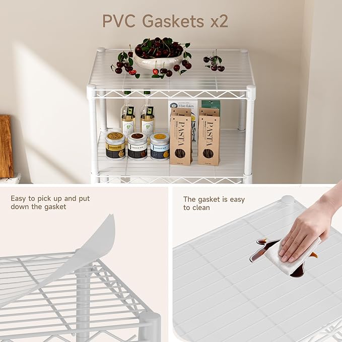 Small 6 Tier Shelves Storage Wire Shelving Unit Metal Shelf Adjustable Organizers Storage Shelving with Wheels for Bathroom Laundry Room Kitchen Pantry12”D x 18”W x 61.6”H White