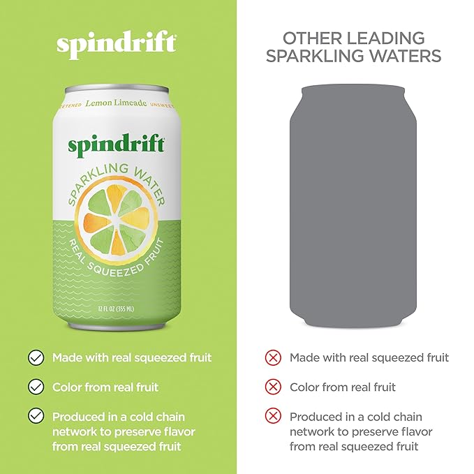 Spindrift Lemon Limeade Can 12 Ounce (Pack of 24)