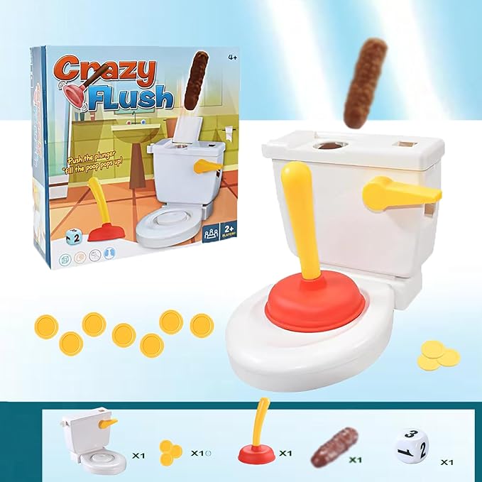 Toilet Flush Game for Kids Funny Toliet Crazy Shoot Toy for 2-5 Players Creative Gags &Joke Toys for White Elephant Gift April Fool's Day