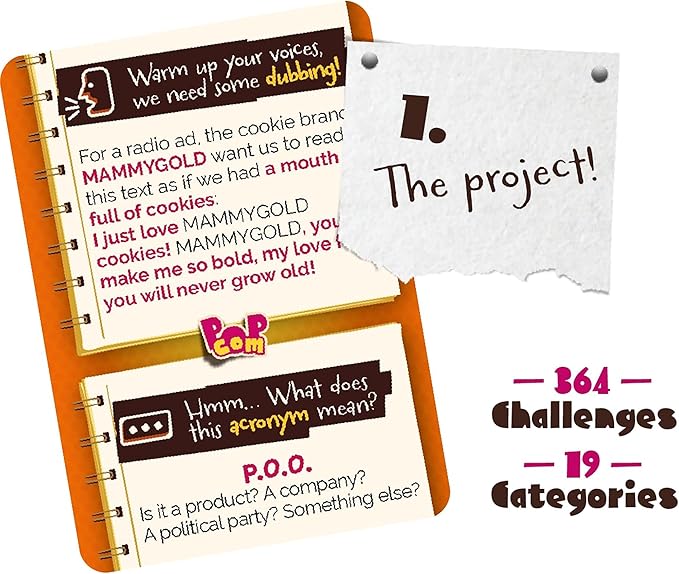 Pop Com - Hillarious Party Game, 364 Challenges to Become Advertising Champions, Offbeat Family Card Game, Ages 13+, 4-14 Players, 20 Min