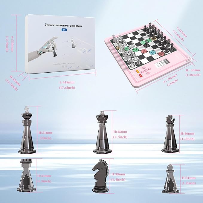Electronic Chess Set, Computer Chess Game, Chess Set Board Game, Electronic Chess Game, LEDs, Built-in Battery, Great Partner for Play and Practice