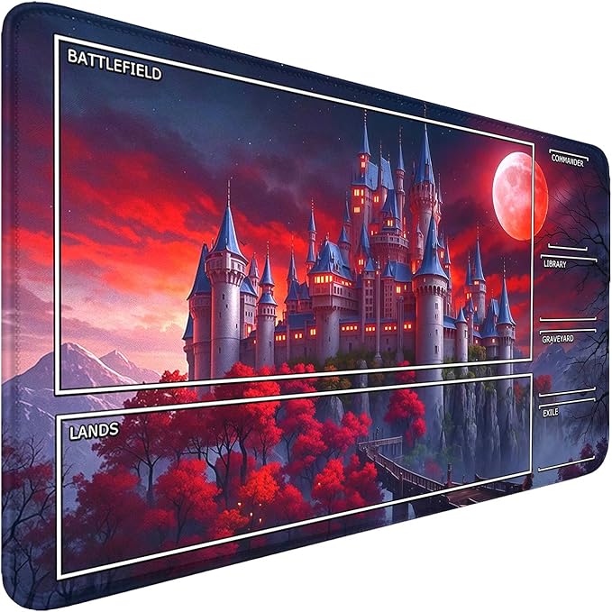 MTG Playmat- Stitched Edges Forest TCG Playmat-Non-Slip Landscape Play Mat Smooth Surface Rubber Base Board Game Mousepad 24x14 inches for Trading Card Game Playing with Storage Bags