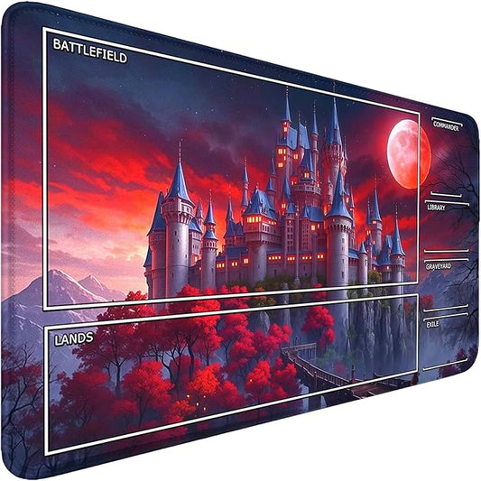 MTG Playmat- Stitched Edges Forest TCG Playmat-Non-Slip Landscape Play Mat Smooth Surface Rubber Base Board Game Mousepad 24x14 inches for Trading Card Game Playing with Storage Bags