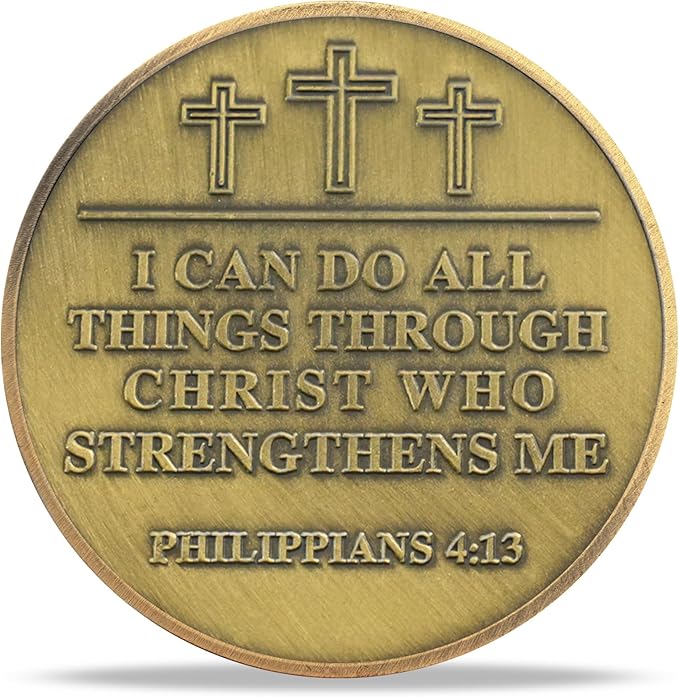 Radiant Cross Path Religious Coin Inspirational Bible Verse Medallion Faith-Based Gifts for Spiritual Encouragement for Men & Women