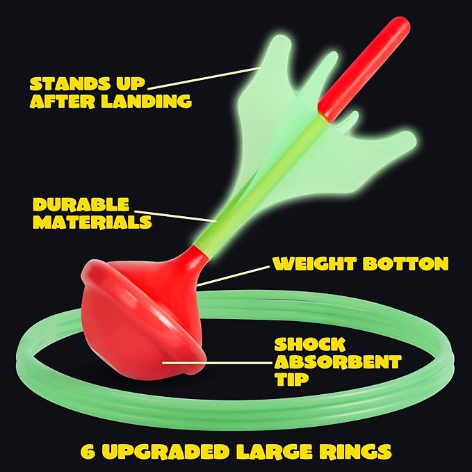 JOYIN Lawn Darts Game Set for Kids and Adults - Glow in The Dark Outdoor Lawn Games for Adults and Family, Soft Tip Darts Set for Kids Camping, Outside Yard