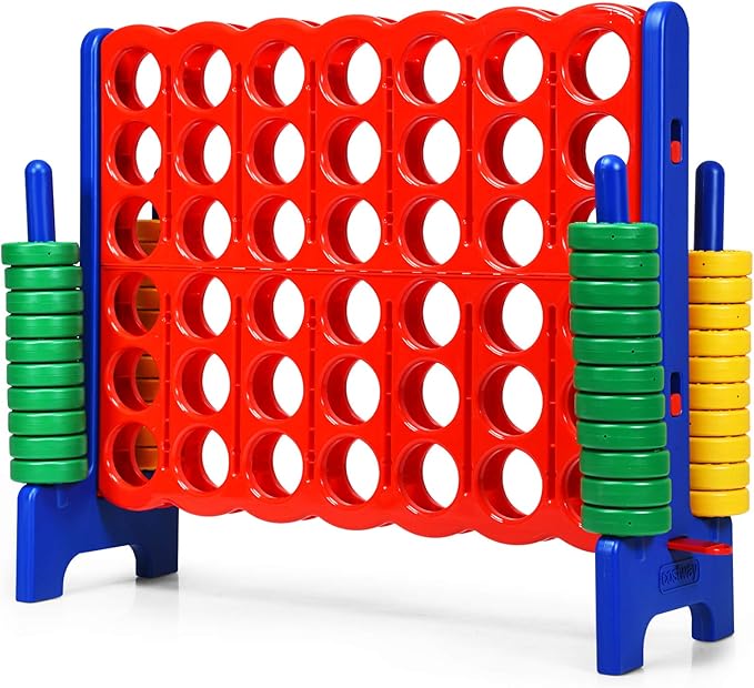 ARLIME Giant 4 in a Row Connect Game, 47'' Jumbo 4-to-Score Toy Set W/Quick-Release Lever, Build-in Ring, Jumbo Sized for Kids & Adults, Oversized Floor Activity for Indoor & Outdoor Play