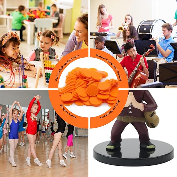 Set of 100 Opaque Plastic Learning Counters Mini Poker Chips Game Tokens with Storage Box (Orange, 1.26 Inch)