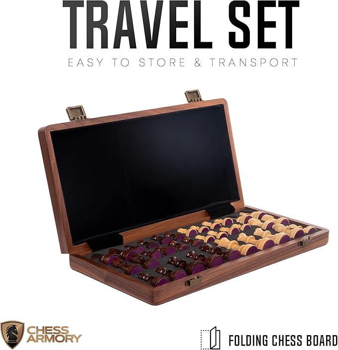 Chess Armory 15 inch Chess Set Magnetic - Premium Wooden Board Game with a Portable Wood Case and Secure Storage for Pieces, Set for Kids and Adults (Walnut Wood)