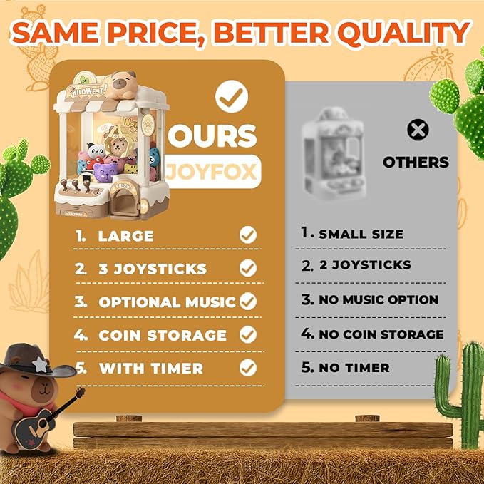 Mini Claw Machine for Kids, Cute Capybara Vending Machine for Girls Age 5-6, Candy Grabber Dispenser with Plush Toy and Capsule for Boys, Birthday Gifts for Age 3+, Perfect for Family, Party