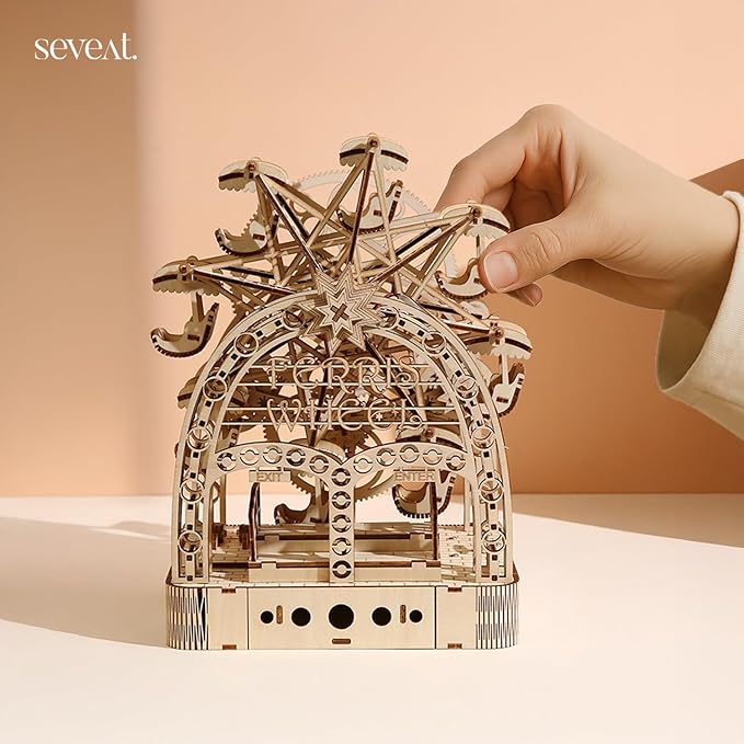 Mechanical 3D Wooden Puzzles, Brain-Teasing Puzzle Game for Every Occasion, Ideal Gifts for Teens and Adults (Ferris Wheel)