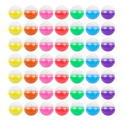 AUEAR, Colorful Small Round Capsules 1.1 Inch Vending Machine Empty Plastic Gumball Containers for Party Favor Prize (250 Packs)