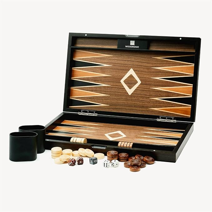 Woodronic 19" Backgammon Set for Adults, Folding Classic Board Game, Best Strategy Game and Smart Game of Tactics