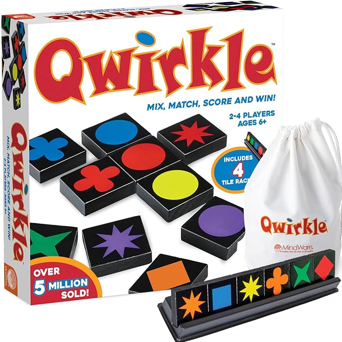 Qwirkle Board Game - Strategy Game for 2-4 Players Ages 6+ - Deluxe with Trays