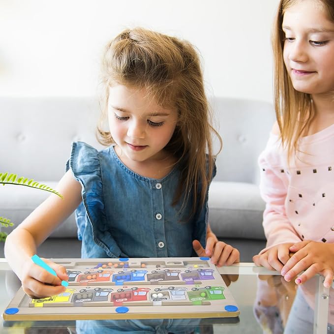 Magnetic Color & Number Maze Matching Game Montessori Wooden Toddler Toys Mathematical Calculations Fine Motor Skill Early Development Toy for 3-5-Year-Olds