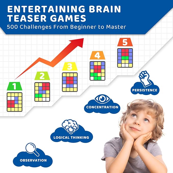 Logical Puzzle Toys, Hand Held Travel Games for Kids and Adults, Brain Teaser Toys Road Trip Activities for Boys and Girls, Birthday Easter Basket Stuffers (Blue)