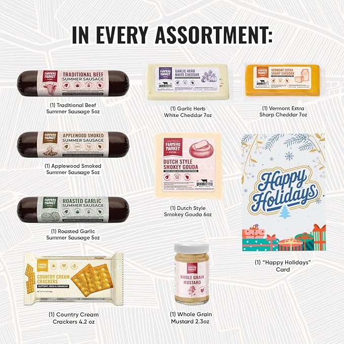 Holiday Charcuterie Gift Box, Wisconsin Cheese and Sausage, Farmers Market, Christmas and Thanksgiving Gift Basket, Traditional Assortment