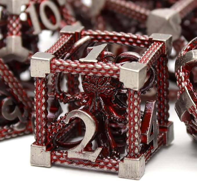 Hollow Cthulhu Metal Polyhedral Dice Set - Role Playing D&D Dice for Dungeons and Dragons, Pathfinder, Warhammer, Shadowrun