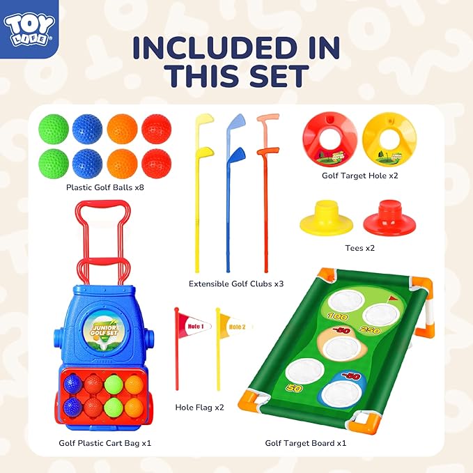 TOY Life Kids Golf Clubs Set 3-5 Toddler Golf Set for Age 5-8, Indoor and Outdoor Golf Toys Birthday Gift