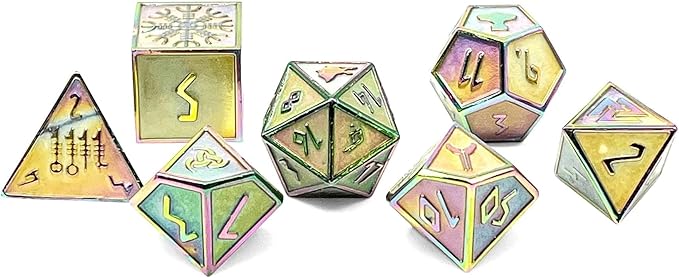Norse Foundry Set of 7 Green Slime Norse Series Full Metal Polyhedral Dice RPG Math Games DND Pathfinder