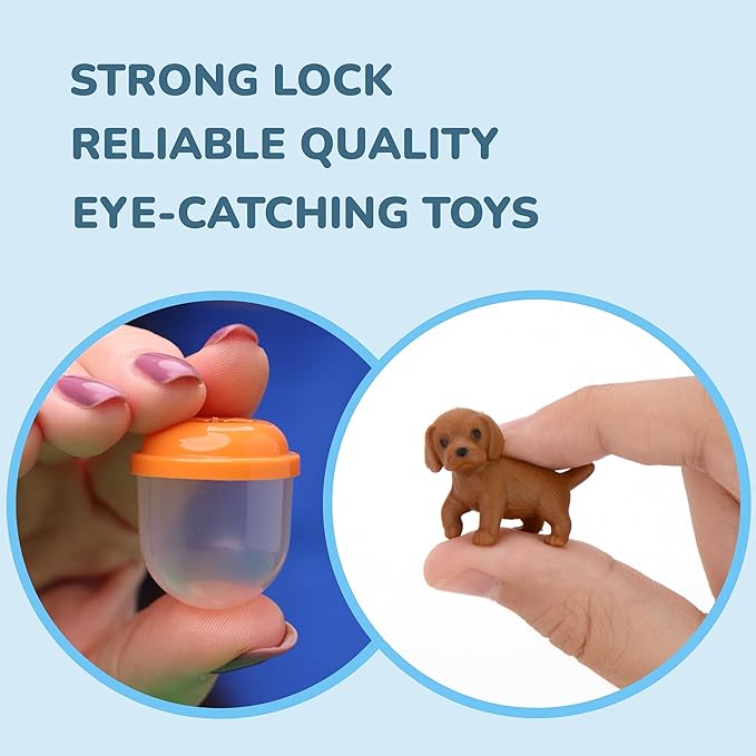Pet Figurines Toys in Capsule - 50 Pcs - 1.1 Inch Plastic Capsules with Cute Dog and Cat Figurines for Kids - Bulk Toys for Easter Hunt Games - Vending Machines - Classroom Prizes