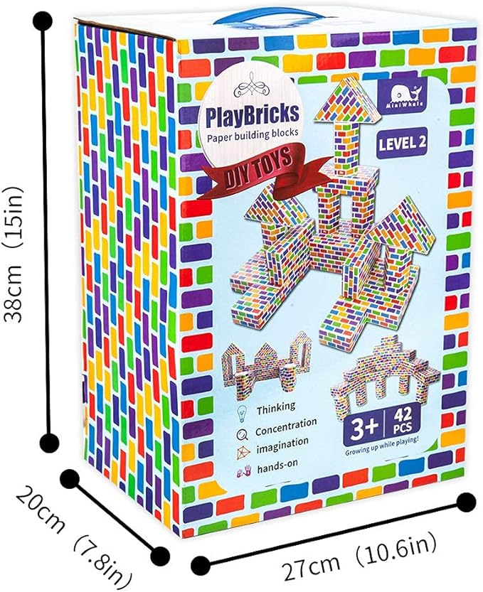Deluxe Jumbo Cardboard Blocks 42-Pack Extra-Thick Cardboard Building Blocks Mini Whale Paper Brick Toy