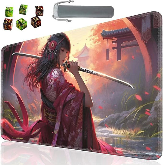 Board Game for TCG Playmat Table Mats Games Size 60X35 cm Mousepad Compatible for MTG RPG CCG Trading Card Game Play mats with 6 Dice (Playmat 126)