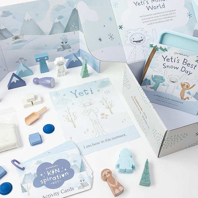 Slumberkins Kinspiration Kit - Mindfulness with Yeti, Includes Activity Cards, Playset, & Yeti's Best Snow Day Book - Promotes Mindfulness and Sensory Play