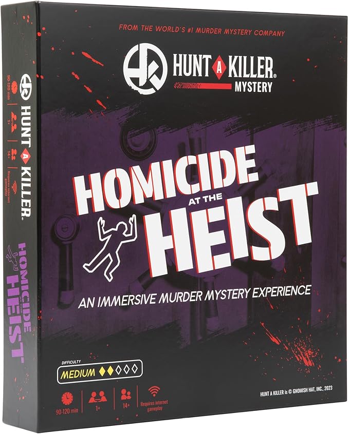 Hunt a Killer: Homicide at The Heist, Solve the Murder of a Brilliant Jewel Thief, Murder Mystery Game for Adults, Perfect for True Crime Fans, Mystery Box for Game Night, Designed 1+ Players Ages 14+