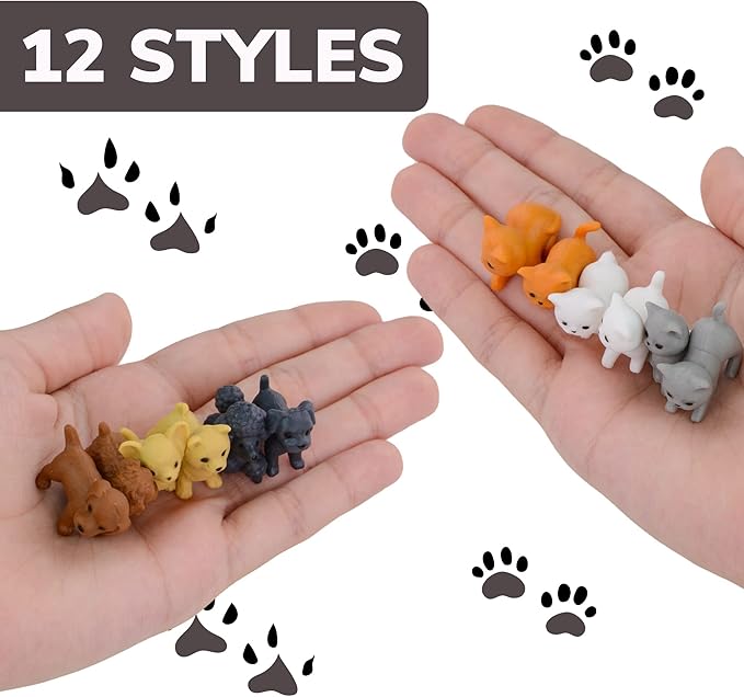 Pet Figurines Toys in Capsule - 50 Pcs - 1.1 Inch Plastic Capsules with Cute Dog and Cat Figurines for Kids - Bulk Toys for Easter Hunt Games - Vending Machines - Classroom Prizes
