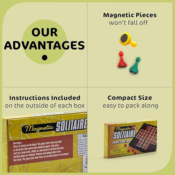 Magnetic Board Travel Games Set, Includes 12 Different Retro Board Games, Compact Travel Design Set, Individually Boxed, Best Gift Idea for Kids