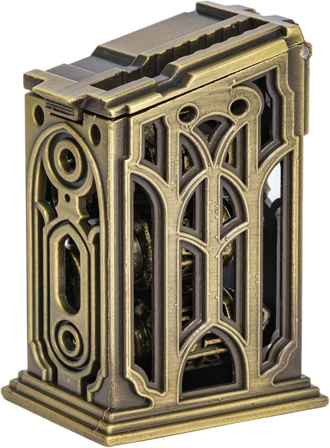 UDIXI Metal DND Bullet Dice Set, 7-Die Solid Polyhedral Metal Dice Set D&D with Magazine Container for Role Playing Game or Other Tabletop Games（Bronze）