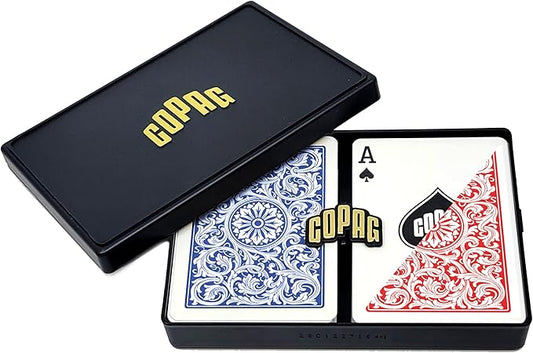 Copag 1546 Design 100% Plastic Playing Cards, Poker Size (Standard) Red/Blue (Regular Index, 1 Set)