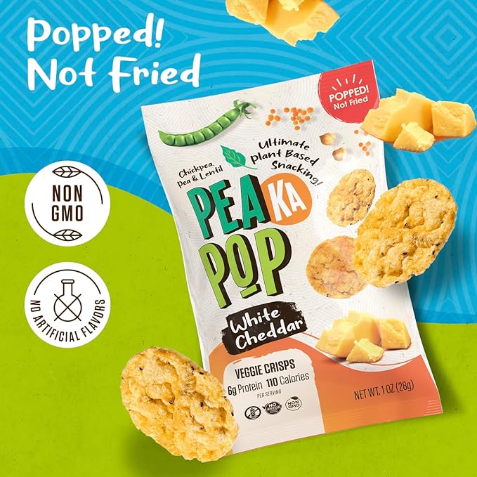 PeaKaPop Veggie Chips – Plant-Based, Healthy Veggie Crisps with Pea, Lentil & Chickpea Protein – Vegan, Gluten-Free, Popped Chips – Snack Size for Kids & Adults – 1 oz Bags (15-Pack) – Variety Pack