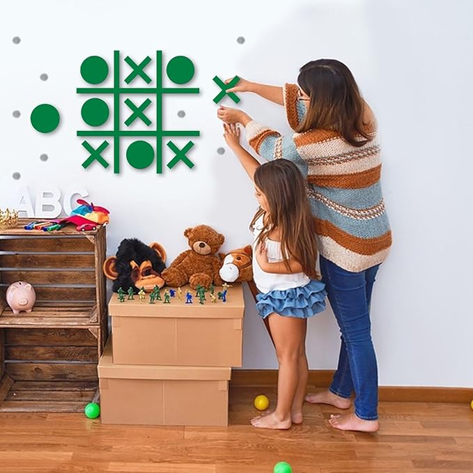 Magnetic Tic Tac Toe Wall-Mount Game,Game Room Decor,Playroom Decor,Hallway Decor, Modern Wall Decals for Kids Room,Classroom&Offices,Best Gift for Family, Friends (Green)