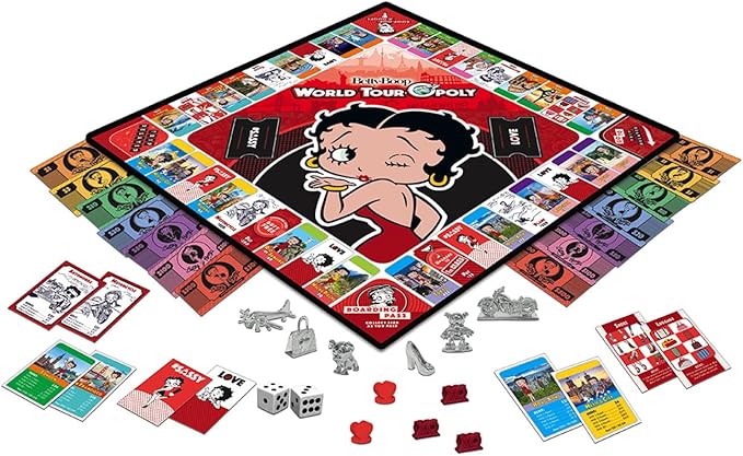 MasterPieces Opoly Board Games - Betty Boop World Tour Opoly - Officially Licensed Board Games For Adults, Kids, & Family